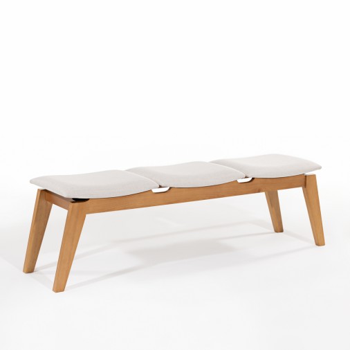 Banco Estofado Em Madeira Eucalipto Eden