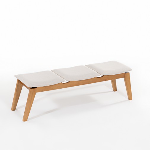 Banco Estofado Em Madeira Eucalipto Eden