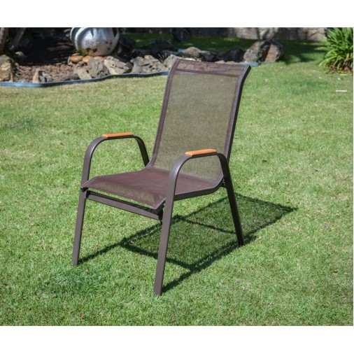 Cadeira Em Alumínio E Tela Sling Para Piscina Premium Marrom