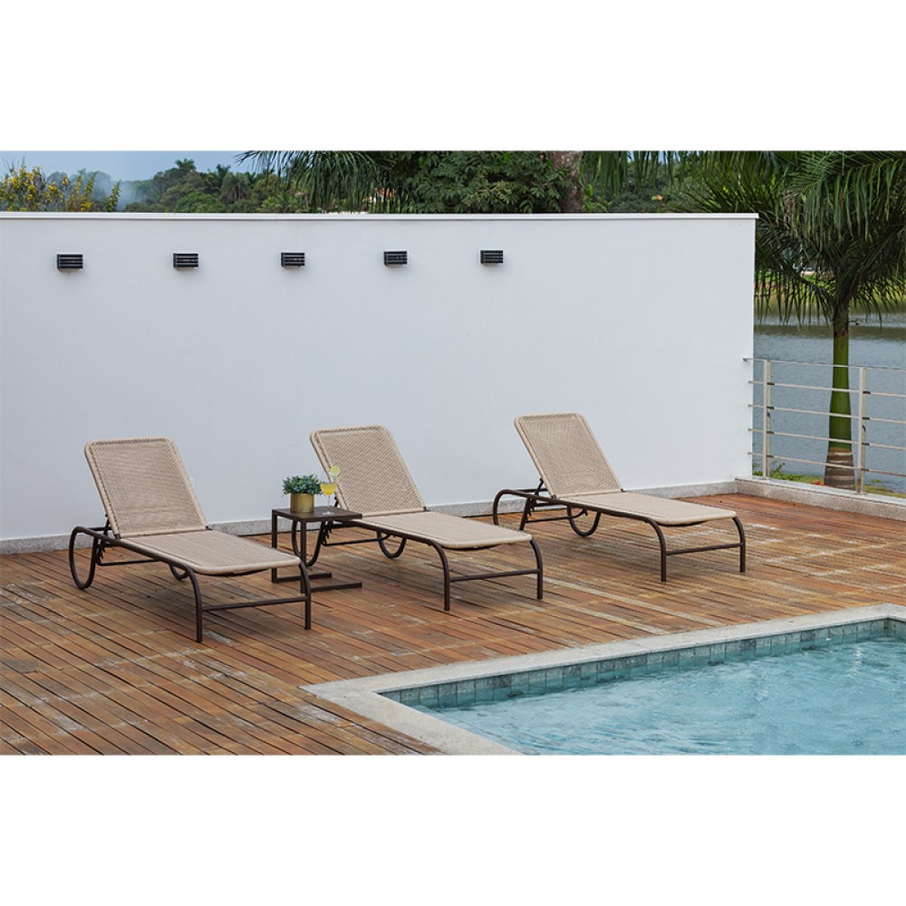 Espreguiçadeira Piscina FRÉSIA - Alumínio Com Corda Náutica, 5 Posições, 180x60cm