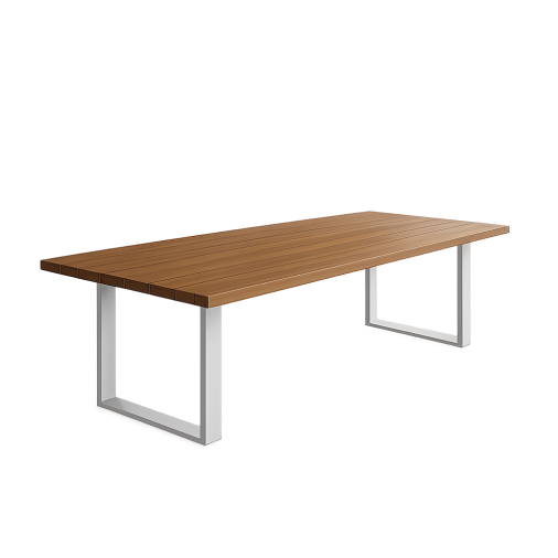 Mesa Em Alumínio E Madeira Varsovia