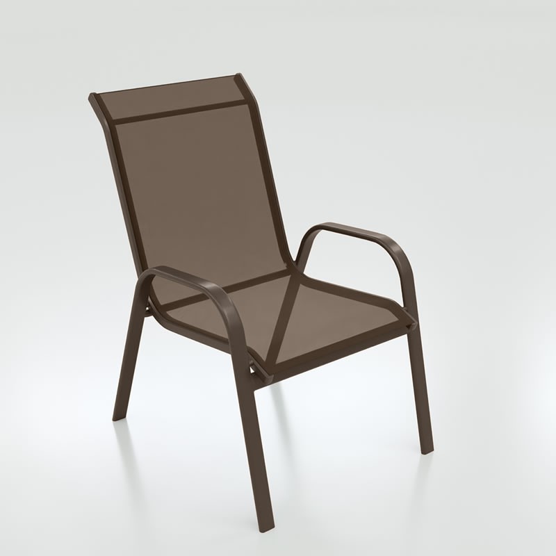 Cadeira Em Alumínio E Tela Sling Para Piscina Premium Marrom